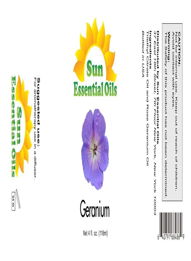 Sun Essential Oils Geranium Essential Oil – Pure Geranium Extract Aromatherapy Oil (4 Fl Oz) - Image 2